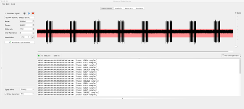 URH showing demodulated signal
