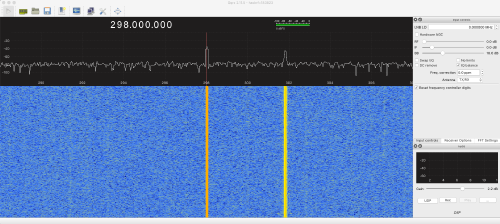 gqrx showing final signal at ~301.8 MHz